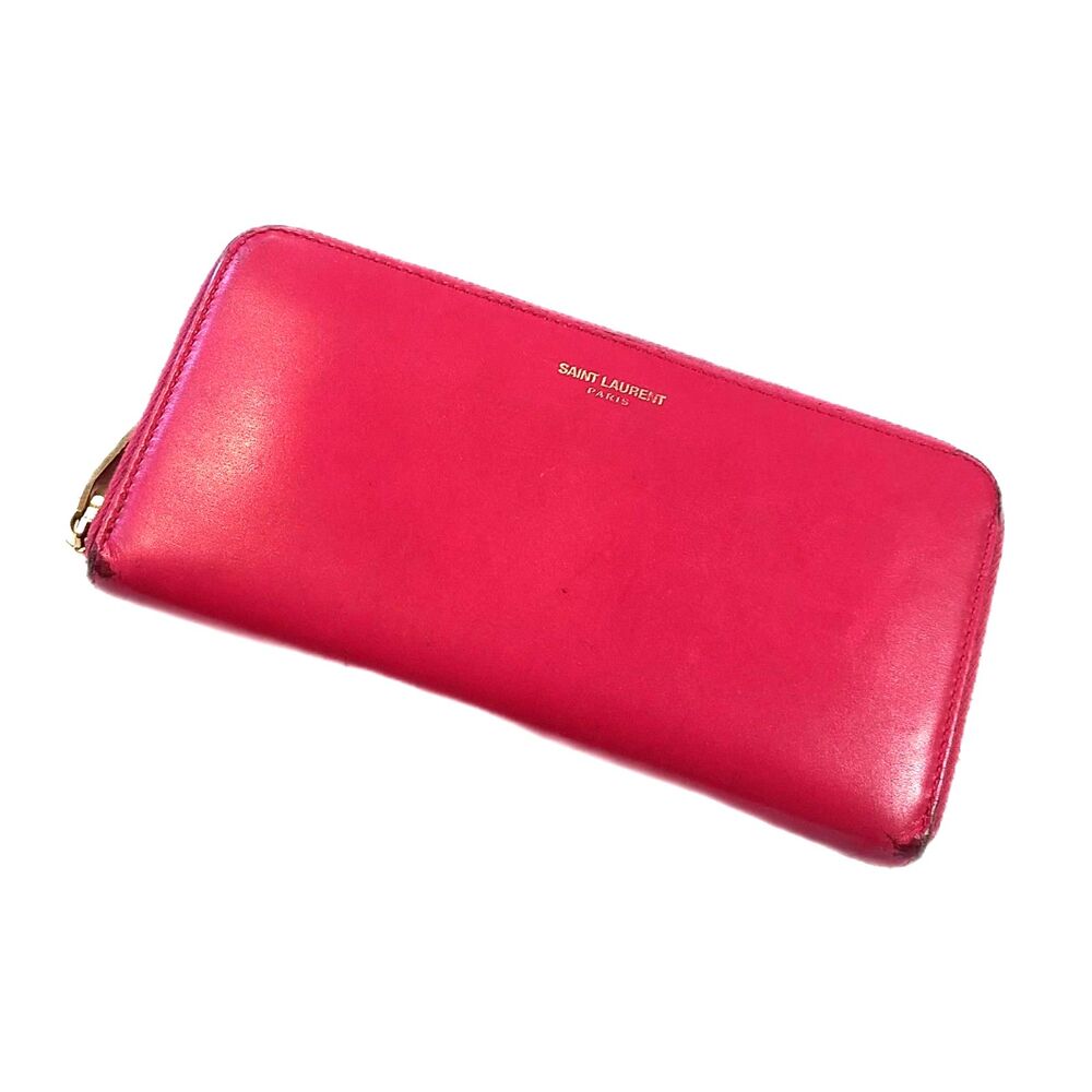 Saint Laurent (Authentic) Electric Pink Leather & Gold Zippy Long Wallet, VGUC - Picture 10 of 10